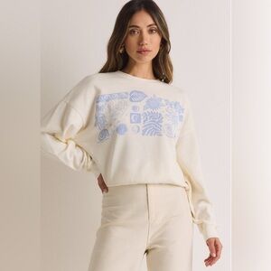 Z Supply Nature Tom Girl Sweatshirt in Sea Salt size Small White
